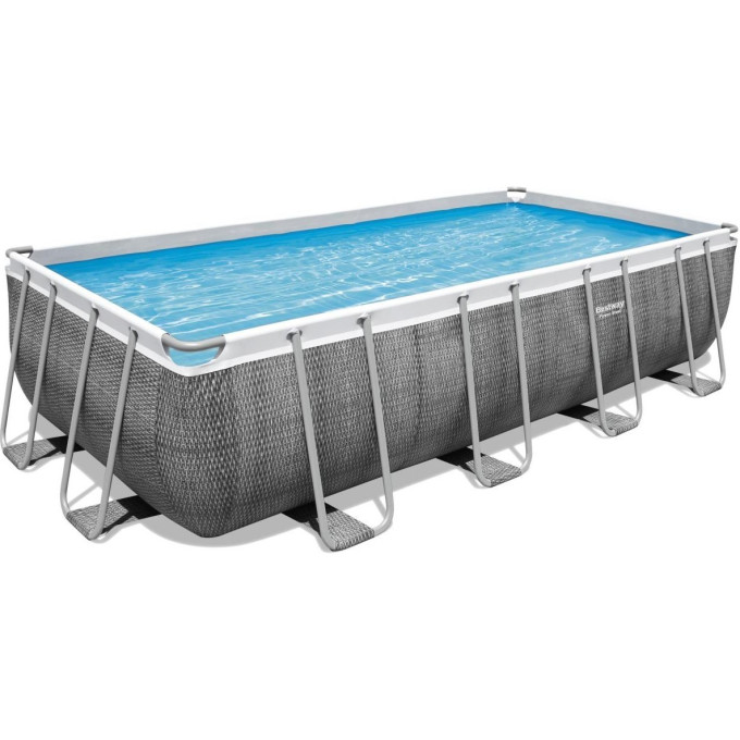 Каркасный бассейн BESTWAY POWER STEEL 488х244х122см + фильтр-насос 3028 л/ч, тент, лестница