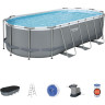 Каркасный бассейн BESTWAY POWER STEEL 549х274х122см, 13430л + фильтр-насос 5678 л/ч, лестница, тент