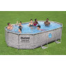 Каркасный бассейн BESTWAY POWER STEEL OVAL 488х305х107см, 7250л ротанг