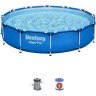 Каркасный бассейн BESTWAY STEEL PRO 366х76см, 6473л + фильтр-насос 1249 л/ч