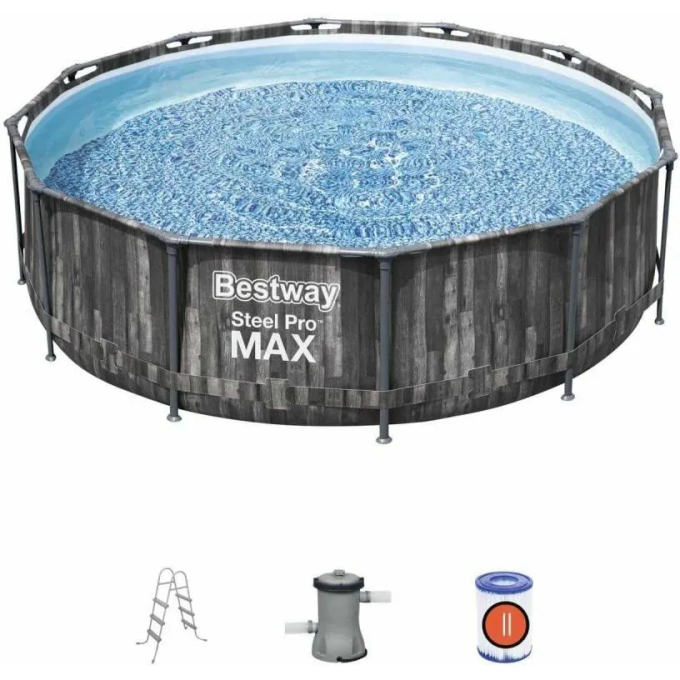Каркасный бассейн BESTWAY STEEL PRO MAX 366х122см, 10250л, фильтр-насос, лестница
