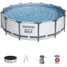 Каркасный бассейн BESTWAY STEEL PRO MAX 427х107см, 13030л + фильтр-насос 3028 л/ч, тент, лестница