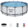 Каркасный бассейн BESTWAY STEEL PRO MAX 427х122см, 15232л + фильтр-насос 3028 л/ч, тент, лестница