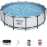 Каркасный бассейн BESTWAY STEEL PRO MAX 457х122см, 16015л + фильтр-насос 3028 л/ч, тент, лестница