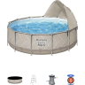 Каркасный бассейн BESTWAY STEEL PRO MAX 561FY 396x107см, 11133 л, фильтр-насос 2006 л\ч, лестница, тент, навес