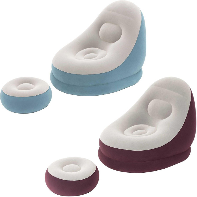 Надувное кресло 100х121х86см BESTWAY COMFORT CRUISER с пуфиком 54х54х26см, 2 цвета